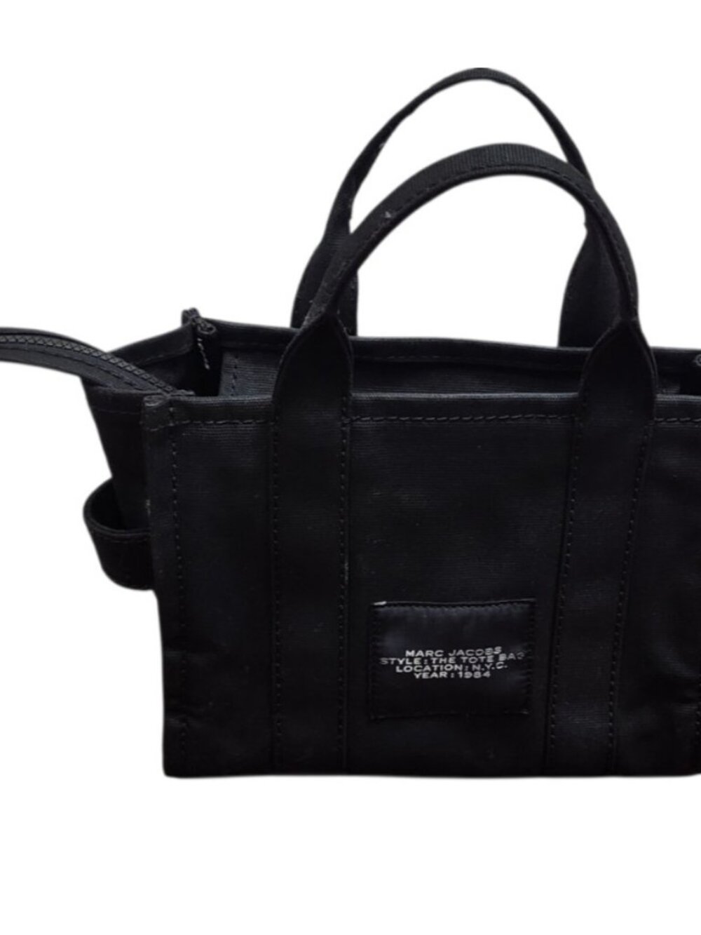 Marc Jacobs The Terry Mini Tote Bag Black Canvas Logo Handbag  100% Authentic - Picture 4 of 16